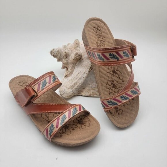 Corkys Shoes - Elite by Corky's "Echo" Slip On Leather Sandal Amber Size 10